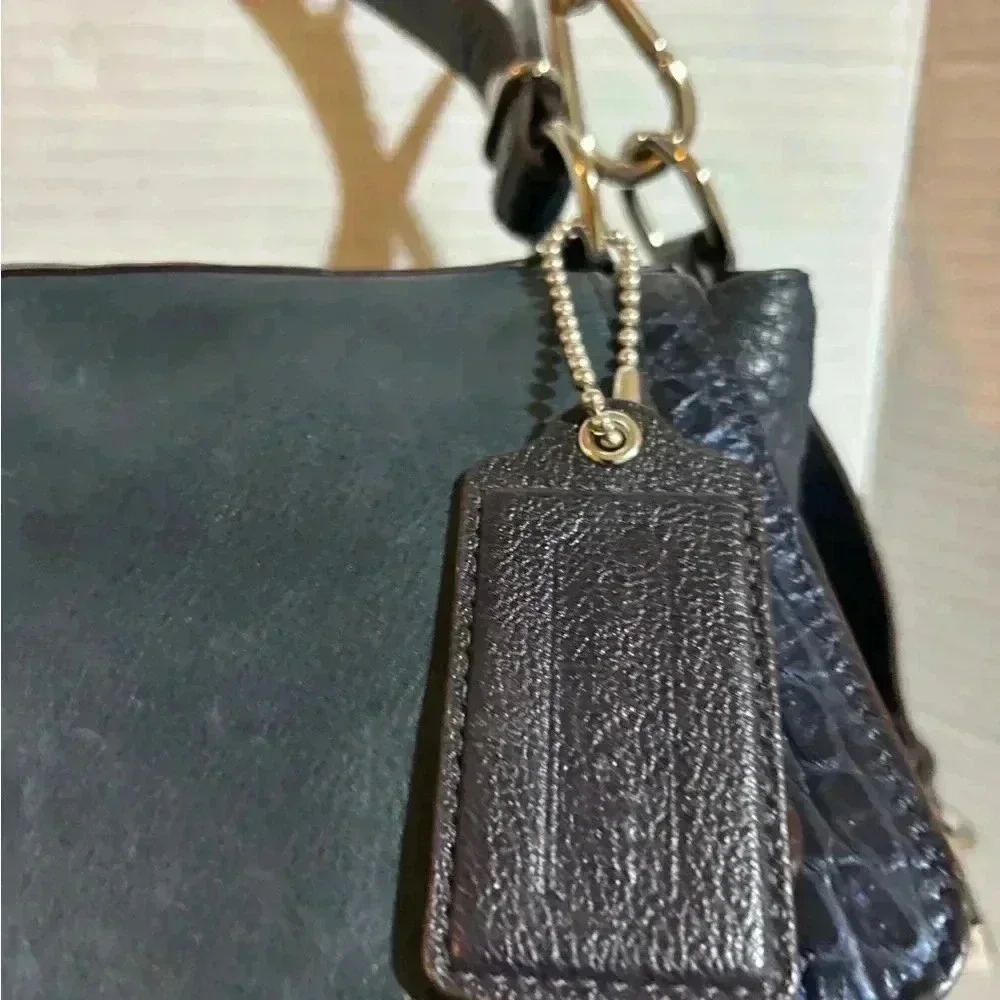 Coach pinnacle Eva lake navy blue leather leather shoulder handbag